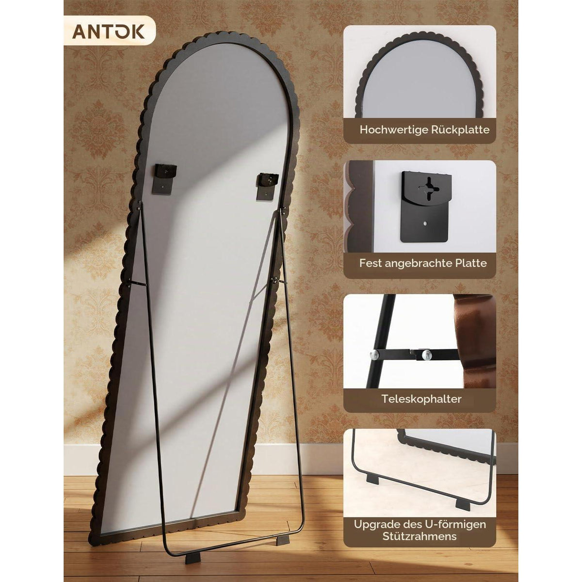 Ganzkörperspiegel 193x86 cm – Arch Design, Bronze