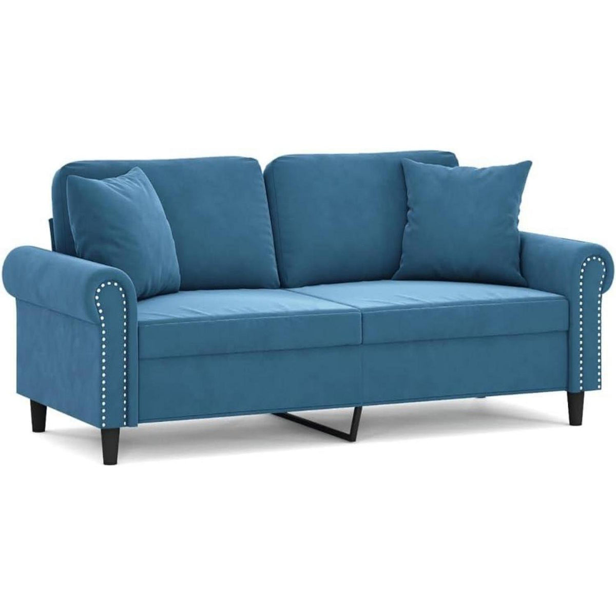 2-Sitzer Sofa mit Schlaffunktion, Blau, Samt, 140cm