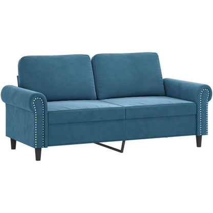 2-Sitzer Sofa mit Schlaffunktion, Blau, Samt, 140cm