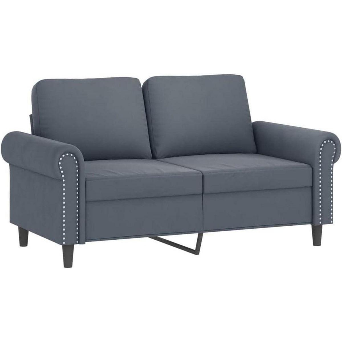 2-Sitzer Sofa Samt Dunkelgrau – Modernes Mini Sofa mit Kissen