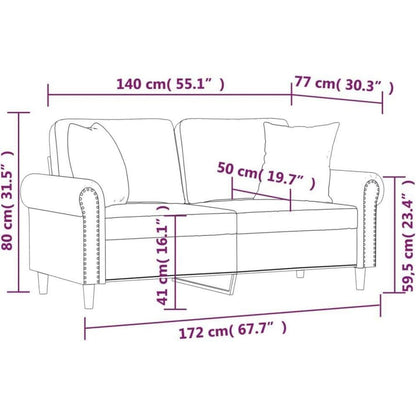 Rosa 2-Sitzer Sofa mit Samtbezug & Kissen – 140cm
