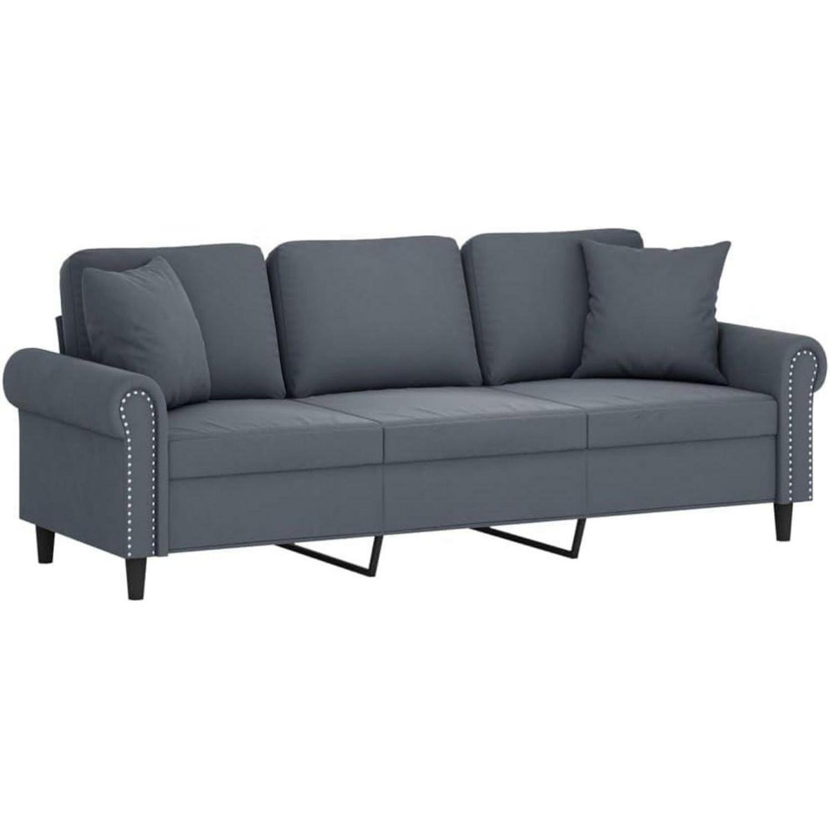 3-Sitzer Samtsofa Dunkelgrau – Modernes Mini Sofa mit Kissen