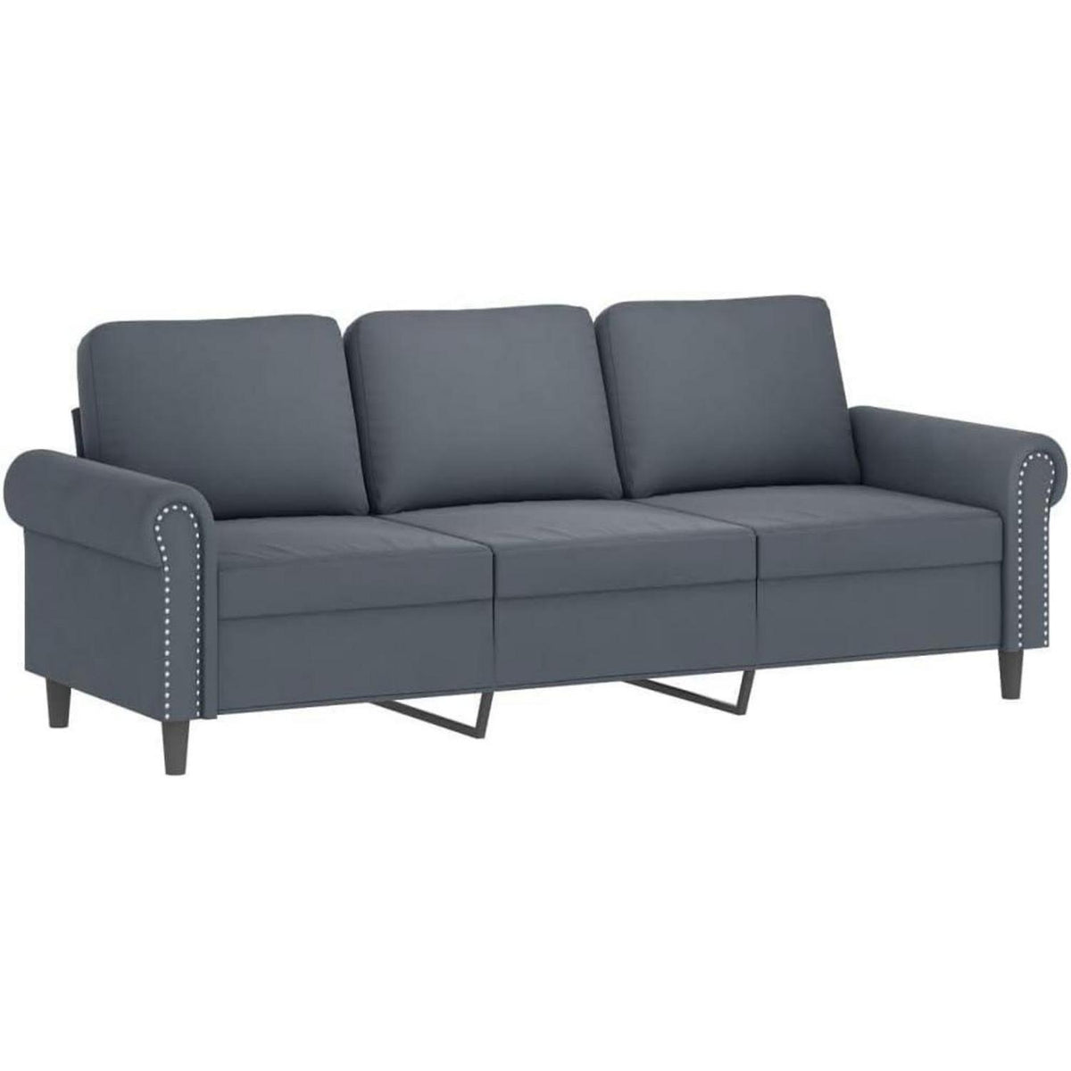 3-Sitzer Samtsofa Dunkelgrau – Modernes Mini Sofa mit Kissen