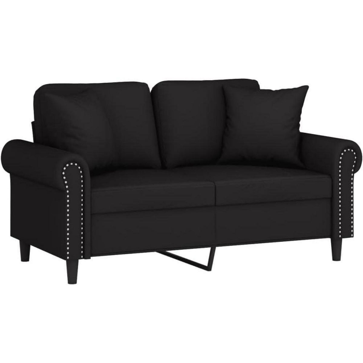 2-Sitzer Sofa Samt Schwarz – Modernes Mini Sofa mit Kissen