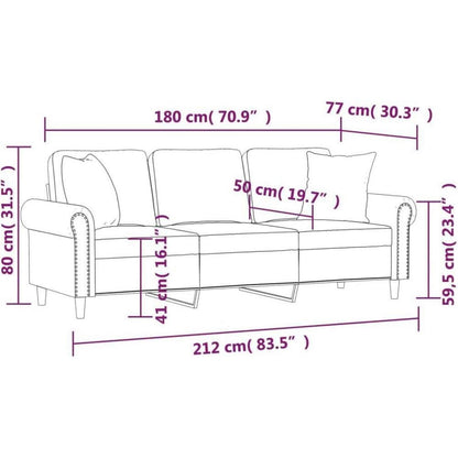 3-Sitzer Samtsofa Modern Hellgrau – Bequemes Mini Sofa