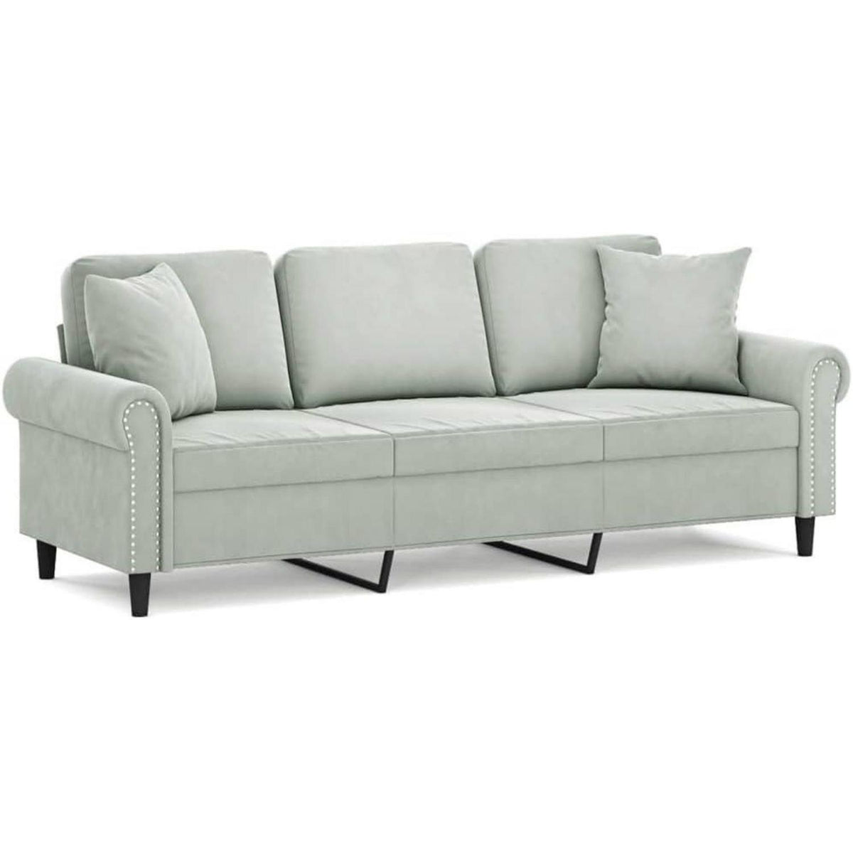 3-Sitzer Samtsofa Modern Hellgrau – Bequemes Mini Sofa