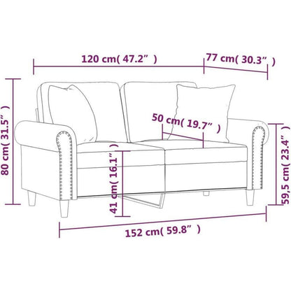 Samt Sofa Modern Kleines 2-Sitzer Sofa Blau 120cm