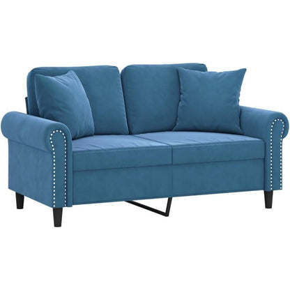 Samt Sofa Modern Kleines 2-Sitzer Sofa Blau 120cm