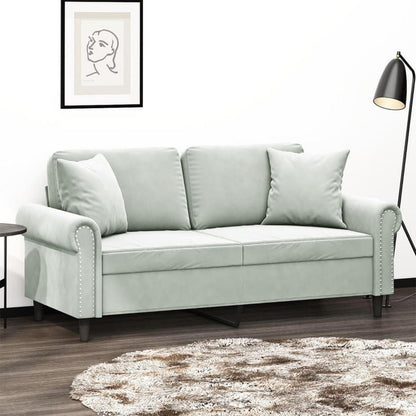 2-Sitzer Sofa mit Armlehne, Hellgrau, Samt