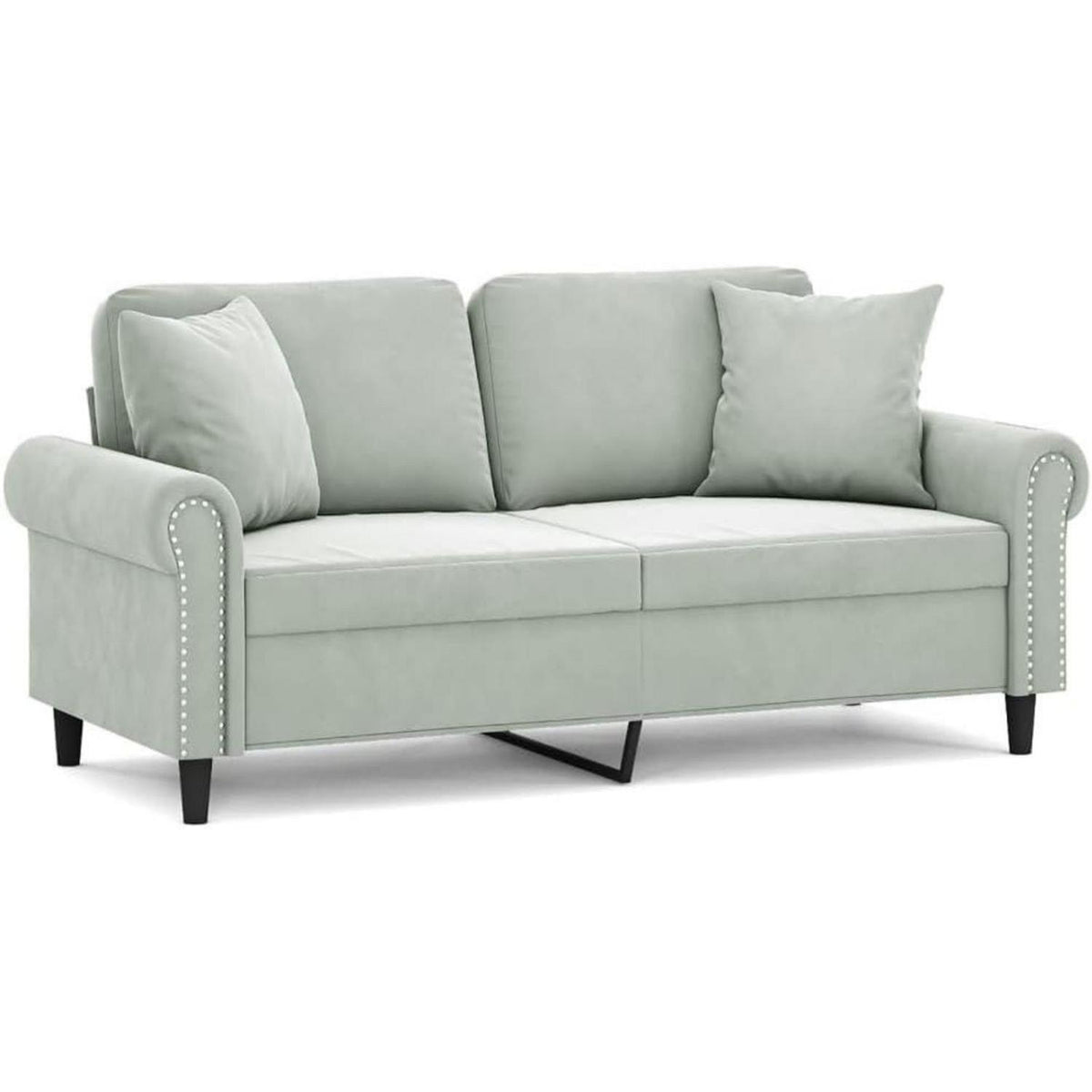 2-Sitzer Sofa mit Armlehne, Hellgrau, Samt