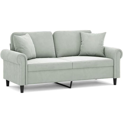 2-Sitzer Sofa mit Armlehne, Hellgrau, Samt