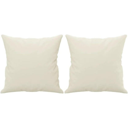 2-Sitzer Sofa Creme – Samt Couch mit Kissen & Armlehnen