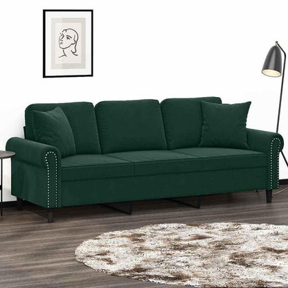 3-Sitzer Sofa Dunkelgrün Samt – Modernes Wohnzimmer Sofa 180cm