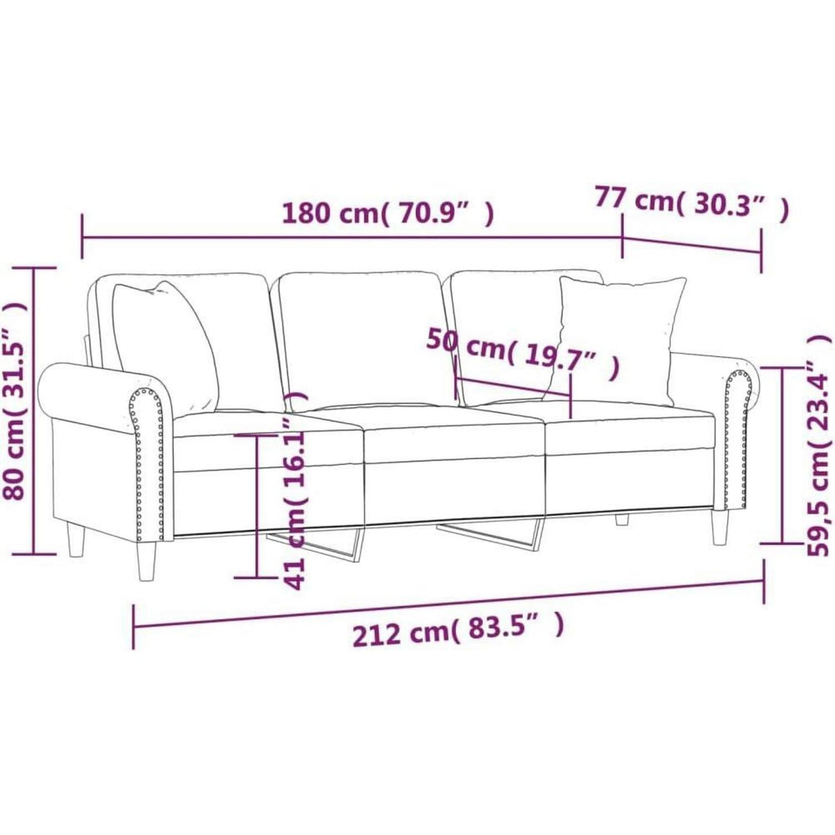 3-Sitzer Samtsofa Schwarz – Modernes Mini Sofa mit Kissen