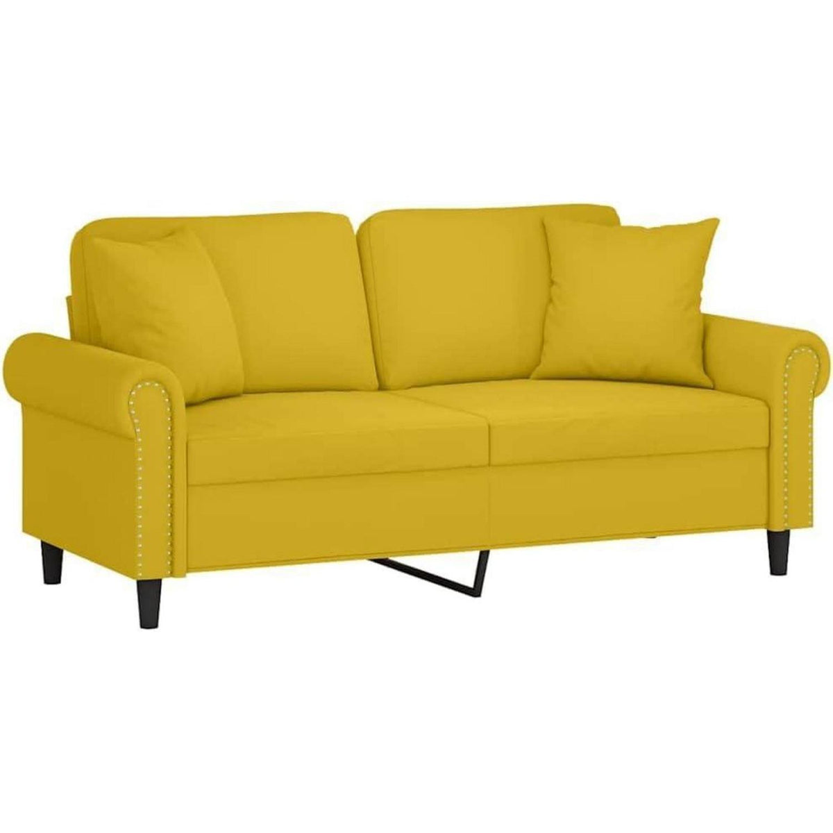 Doppelsitz Loungesofa mit Schlaffunktion, Gelb, Samt