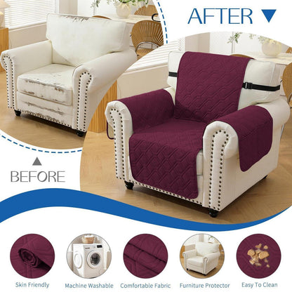 Sofaüberwurf 1-Sitzer Burgunderrot (60cm) – Rutschfest & Praktisch