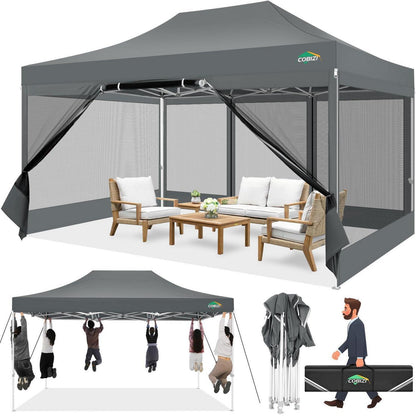 3x4.5m Faltpavillon wasserdicht – UV-Schutz & Mesh-Wände