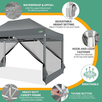 3x4.5m Faltpavillon wasserdicht – UV-Schutz & Mesh-Wände