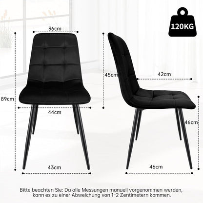 Esstisch Set mit 4 Samtstühlen – Helles Holz 140x80cm
