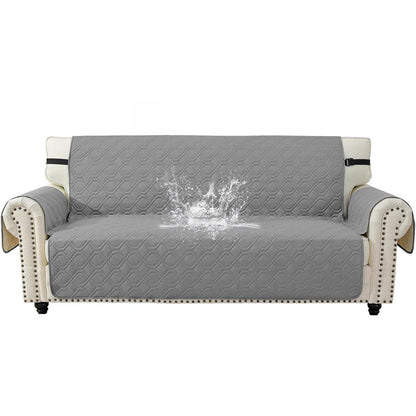 Sofaüberwurf 2-Sitzer Hellgrau – Rutschfest & mit Taschen