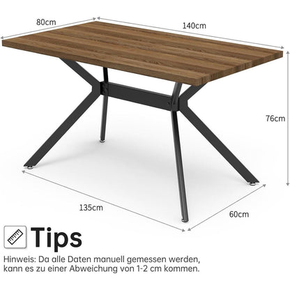 Esstisch Set Dunkelholz mit 6 Samtstühlen 140x80cm