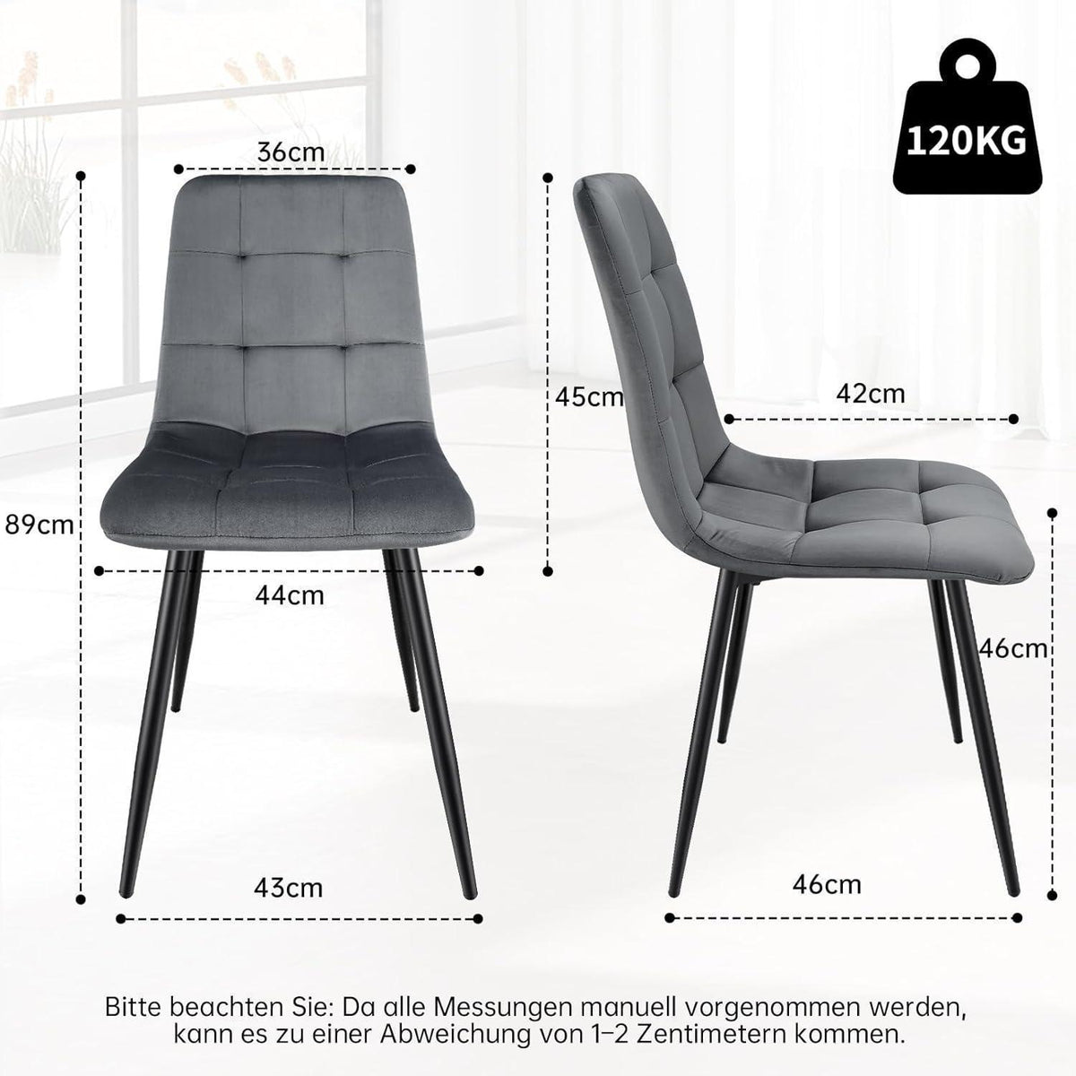 Esstisch Set Dunkelgrau & Dunkelholz | 140x80cm mit 6 Stühlen
