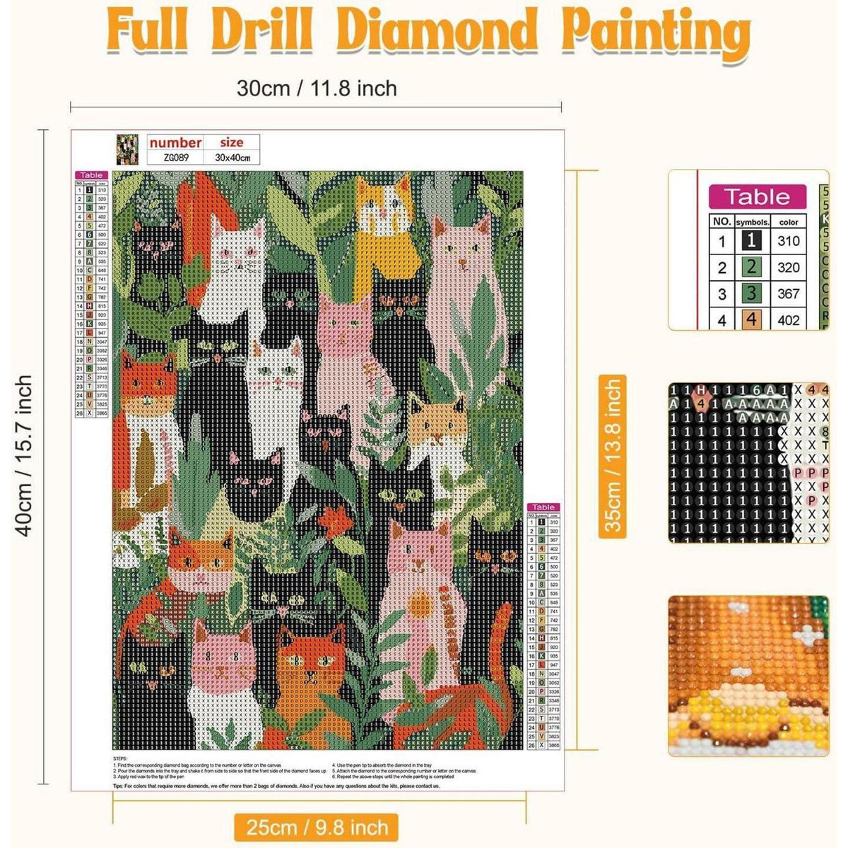 5D Diamant Painting Katze – DIY Mosaik Bild für Erwachsene