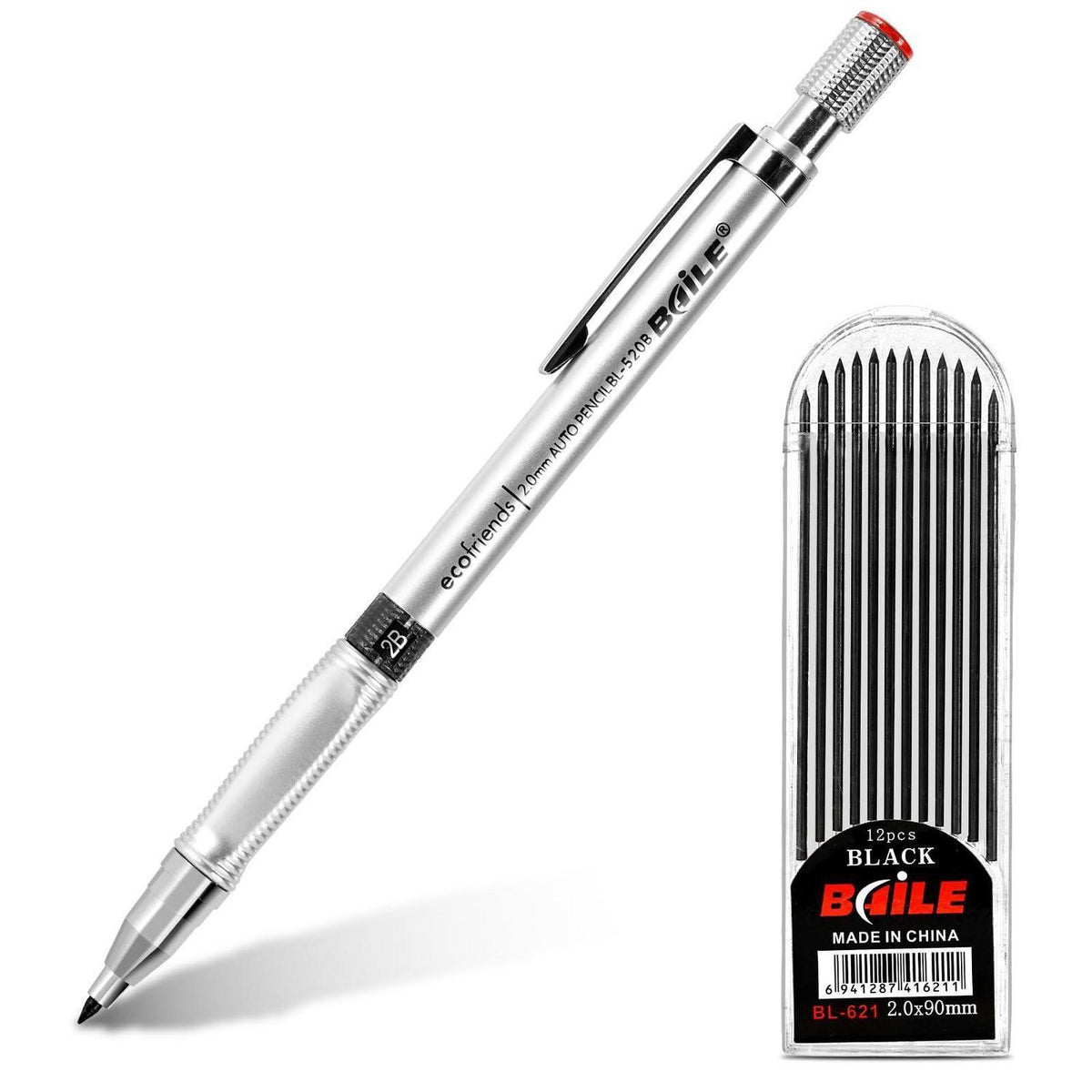 Druckbleistift Set 2mm mit HB Minen – Ideal zum Zeichnen & Schreiben