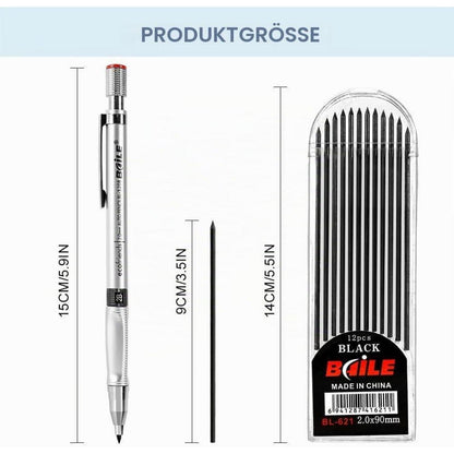 Druckbleistift Set 2mm mit HB Minen – Ideal zum Zeichnen & Schreiben