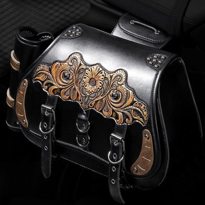 Motorrad Satteltasche 30L Wasserdicht mit Flaschenhalter in Lederoptik