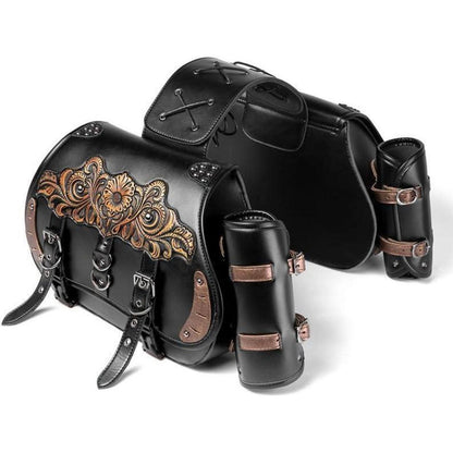 Motorrad Satteltasche 30L Wasserdicht mit Flaschenhalter in Lederoptik