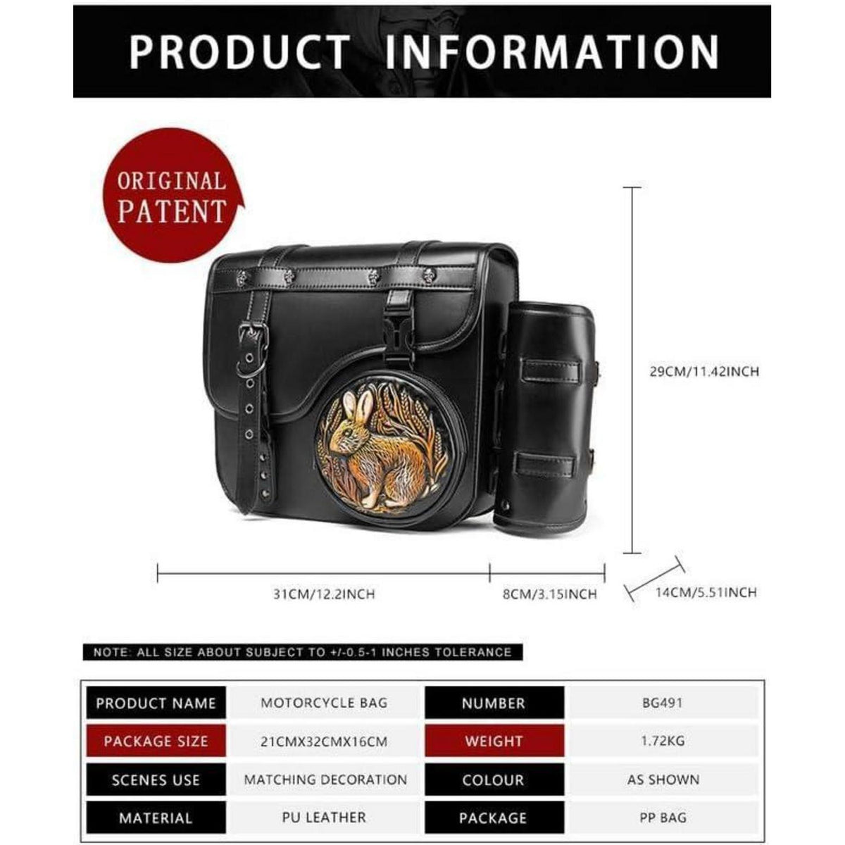 Motorrad Satteltasche 30L Wasserdicht mit Flaschenhalter in Lederoptik