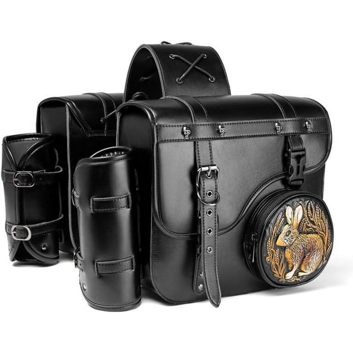 Motorrad Satteltasche 30L Wasserdicht mit Flaschenhalter in Lederoptik