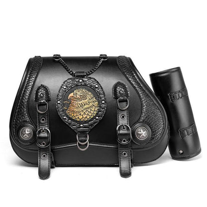 Motorrad Satteltasche 30L Wasserdicht mit Flaschenhalter in Lederoptik