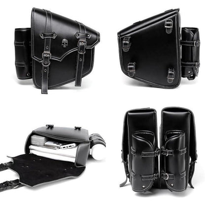Motorrad Satteltasche 25L Wasserdicht mit Flaschenhalter in Lederoptik