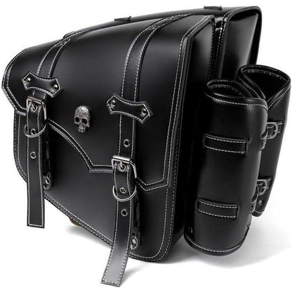 Motorrad Satteltasche 25L Wasserdicht mit Flaschenhalter in Lederoptik