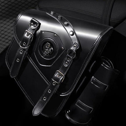 Motorrad Satteltasche 25L Wasserdicht mit Flaschenhalter in Lederoptik