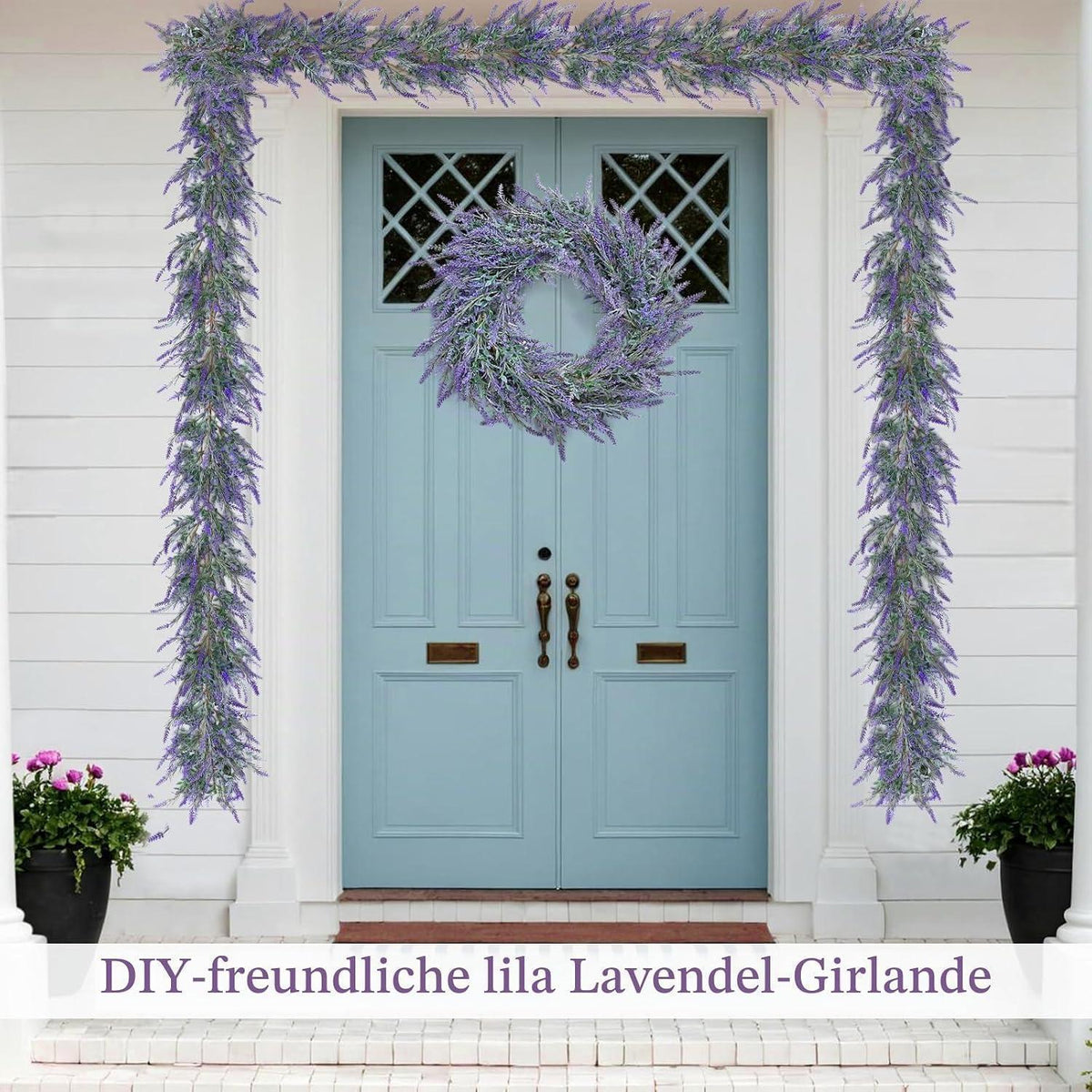 Lavendel Girlande 1,8m | Künstliche Lila Blumen Deko für Hochzeit & Garten
