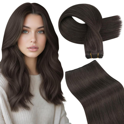 Echthaar Tressen Braun – Sew-in Haarverlängerung 35cm