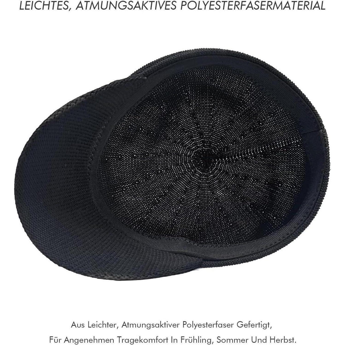 Damen Schirmmütze Leinenimitat Flat Top Cap Schwarz