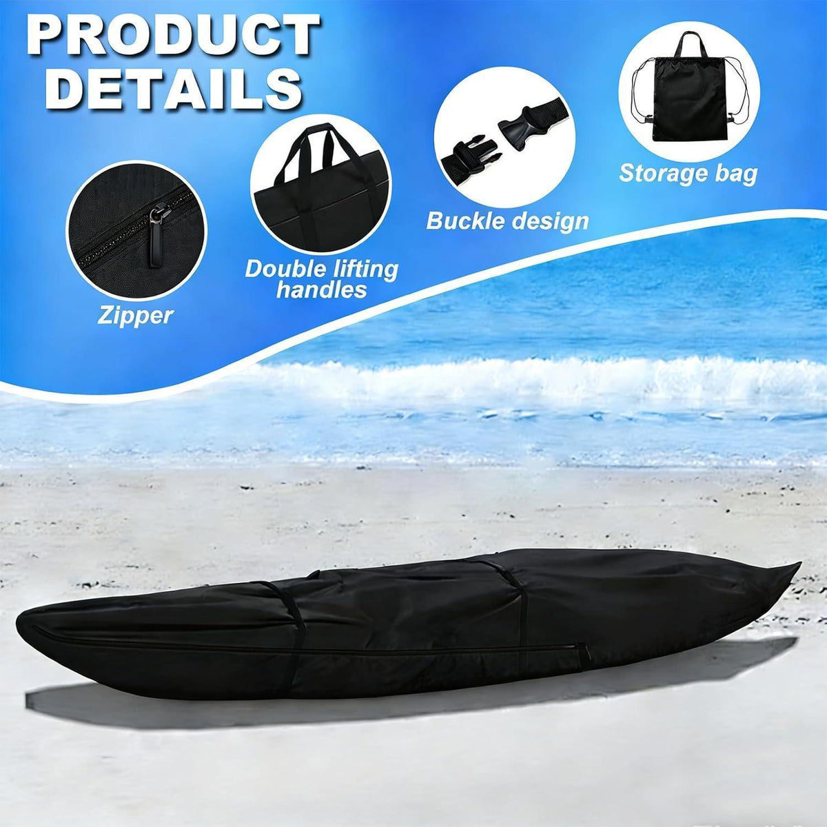 Kajak Abdeckung Vollabdeckung 5m x 100cm Wasserdicht UV-Beständig