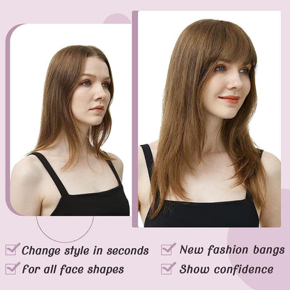 Clip-in Pony Echthaar Curved Bangs mit Schläfen #1B Schwarz