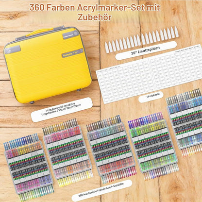360 Acrylmarker Set – Intensive Farben für Stein, Holz & mehr