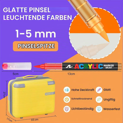 360 Acrylmarker Set – Intensive Farben für Stein, Holz & mehr