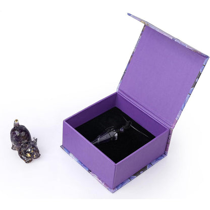 Amethyst Autoanhänger Katze – Glücksbringer für Rückspiegel