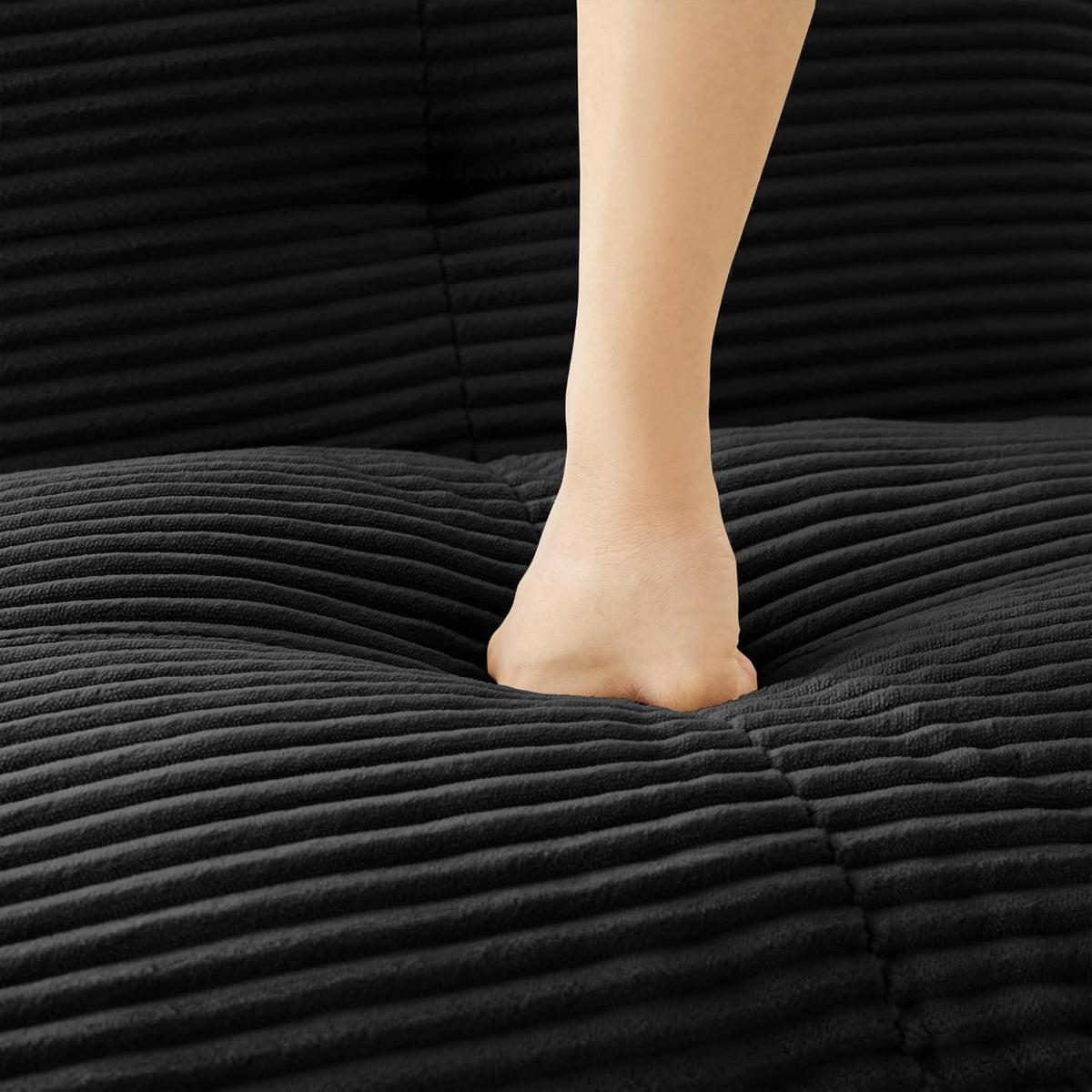 Modularer 4-Sitzer Cord-Ecksofa mit Hocker – Tiefsitz & Komfort
