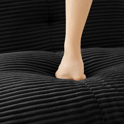 Modularer 4-Sitzer Cord-Ecksofa mit Hocker – Tiefsitz & Komfort