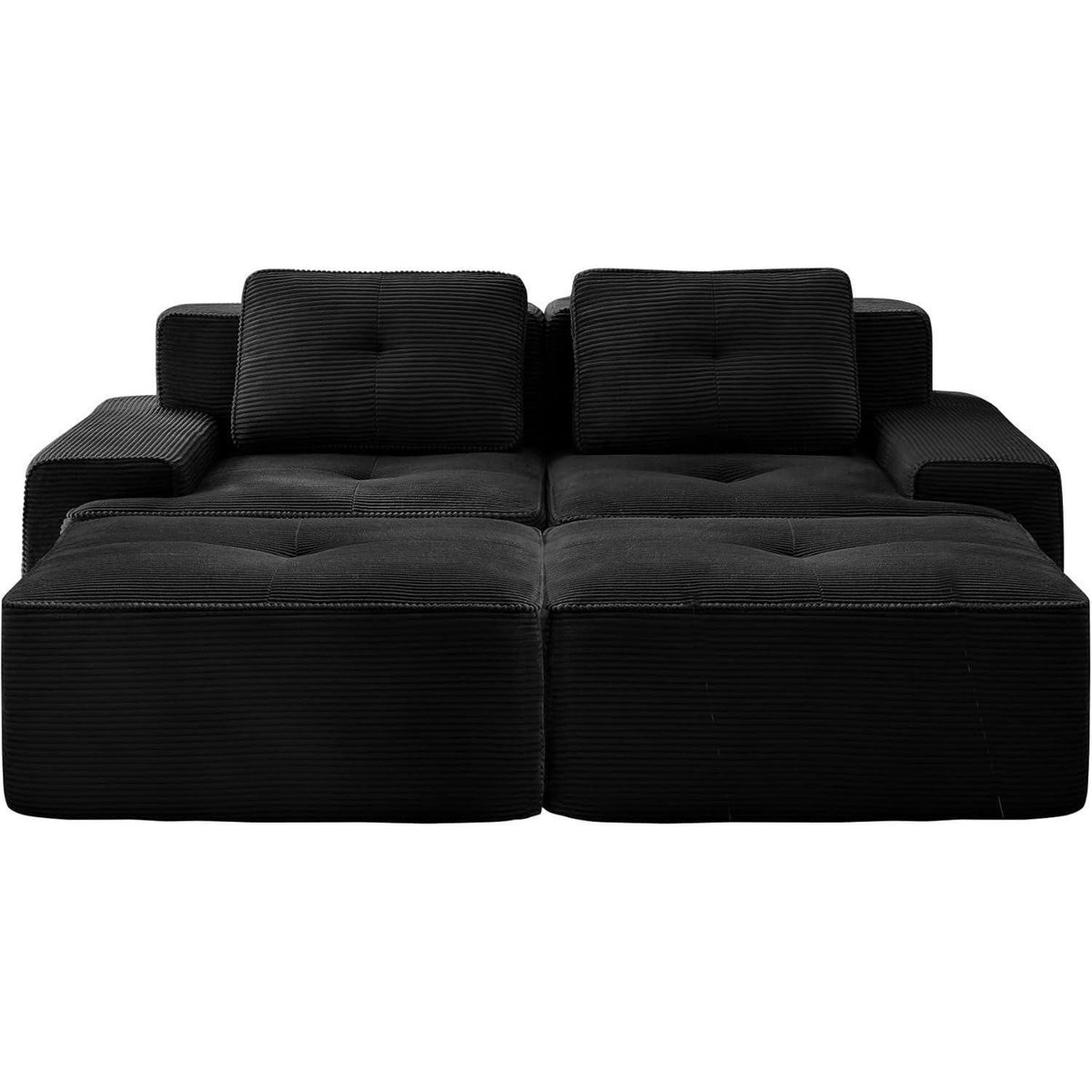 Modularer 2-Sitzer Cord Sofa mit Hockern – Tiefsitz & Komfort