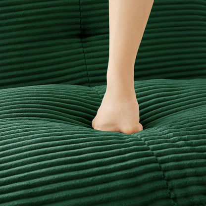 Modularer 4-Sitzer Cord-Ecksofa mit Hocker – Tiefsitz & Komfort