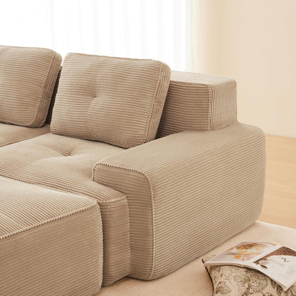 Modulares Cord Sofa 2-Sitzer + Hocker – Tiefsitz & Komfort